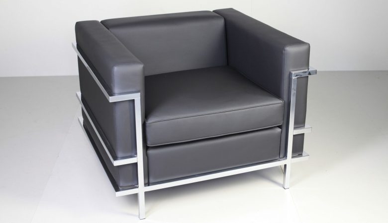 Space Sofa 1 Seater Black Leatherette Upholstered